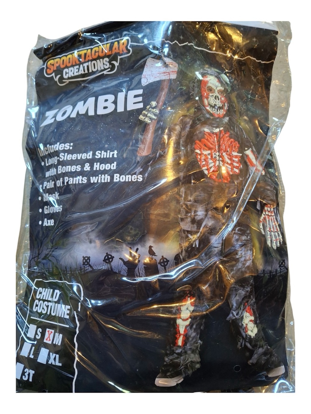 Spooktacular Creations Zombie Skeleton Costume Axe Gloves Kids Medium